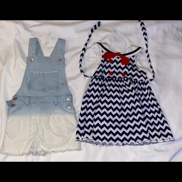 Girls Dress and Overall Shorts Bundle - Picture 1 of 6
